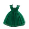 New Sleeveless Bow Waist Pleated Tulle Flower Girl Dress