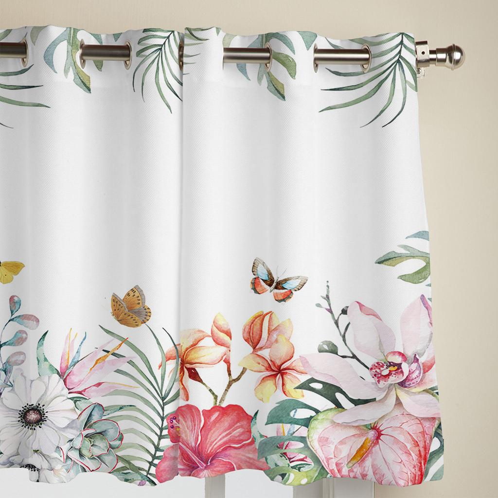 Тропические растения Цветы Бабочки Шторы для спальни Гостиная Оконные шторы Украшение жалюзи Кухня Домашний декор Шторы
