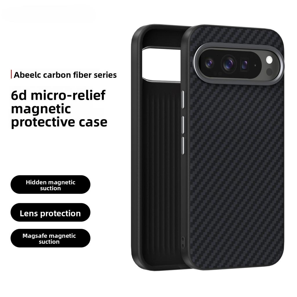 Чехол из углеродного волокна для Google Pixel 10 9 Pro XL 10A 9A Pixel 9 Pro с магнитной беспроводной зарядкой MagSafe, противоударная крышка