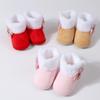Baby Boots Unisex Baby Thick Velvet Shoes Bowknot Flower Decoration Soft Soled Toddler Shoes
