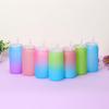 16oz Gradient Colored Straw Cup - Anti-Drop Portable Plastic Water Bottle Handy Heat Sublimation Cup for Home & Outdoor Use