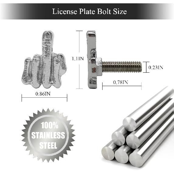 License Plate Bolts, 4 Pcs Stainless Steel License Plate Screw For Motorcycle Chopper Car Tag Frame Windshield Trim (Silver)