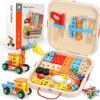 Popgaga Carpenter Assembly Kit for Boys and Girls Ages and Wooden Educational Montessori Wooden Toy with Pretend Carpenter Pretend Popular Gift for