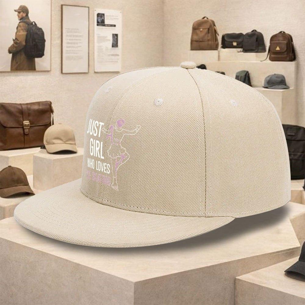 Ice Skating Girl Graphic Baseball Cap Adjustable Polyester Snapback Hat for Casual Street Wear