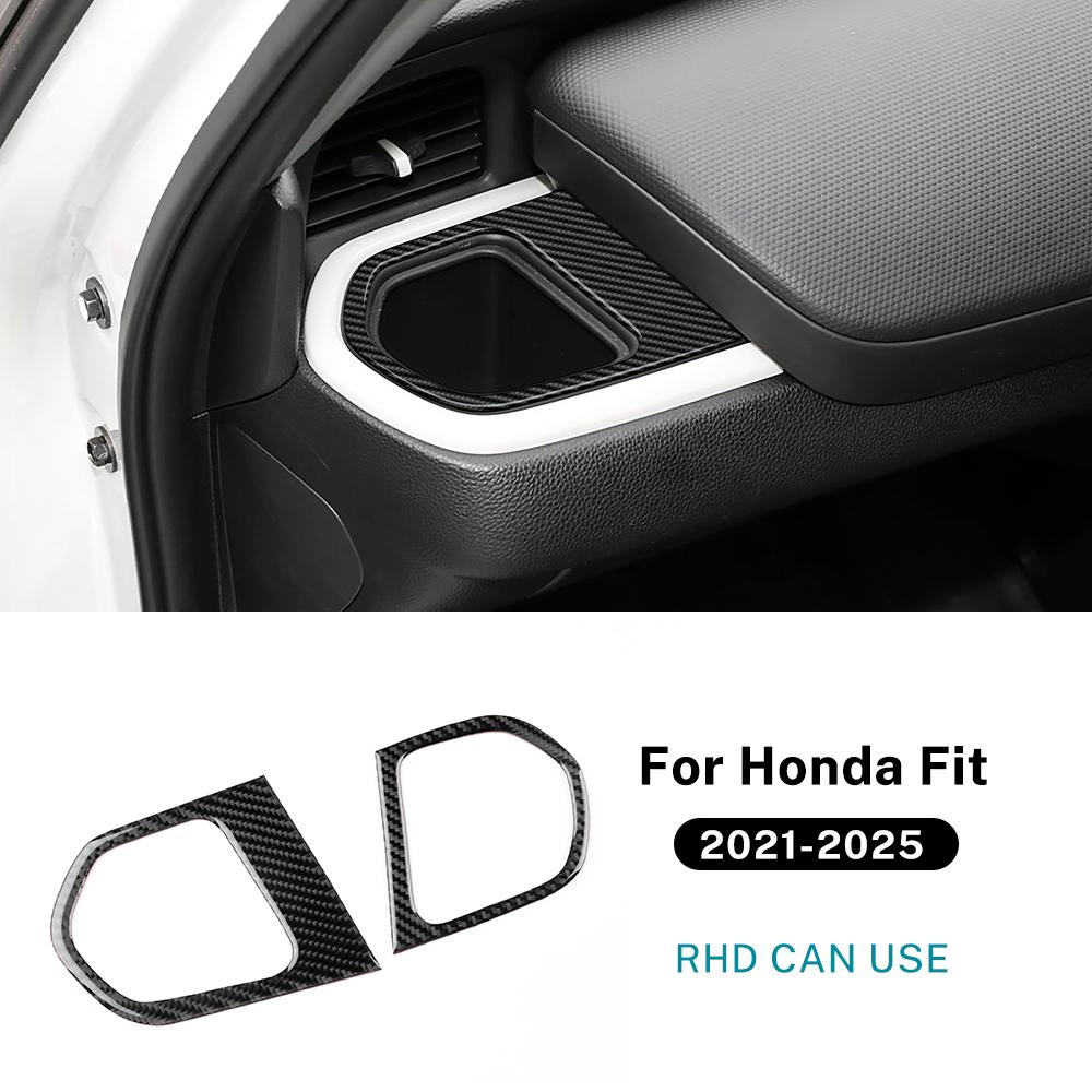 Наклейка из настоящего мягкого углеродного волокна для Honda Fit 2021 2022 2023 2024 2025 LHD RHD, отделка боковой части центральной консоли ящика для хранения автомобиля