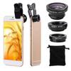 Black 3in1 Fish Eye+Macro+Wide Angle Clip On Camera Lens Kit for Iphone Samsung