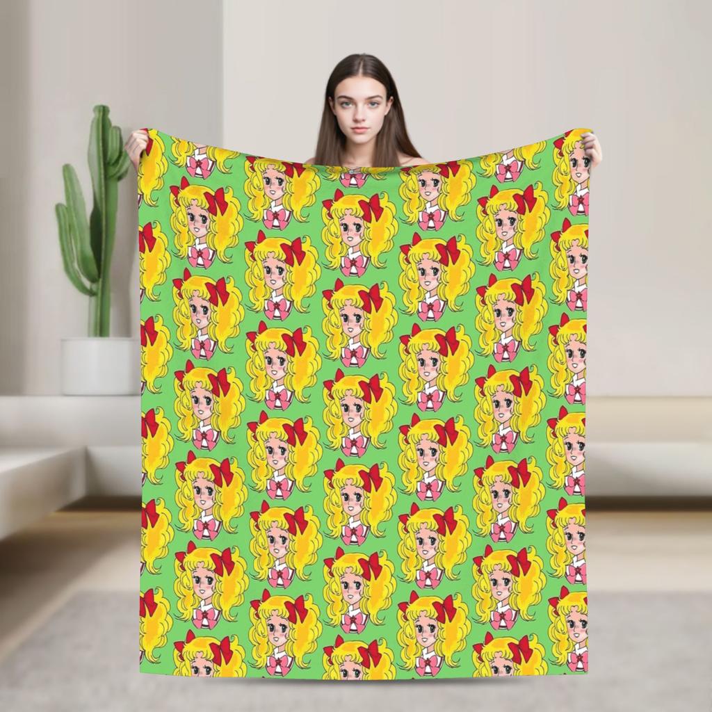 Candy Candy And Terry Anime Blanket Warm Soft Funny Plush Bedding Throws For Couch Bed Travel Flannel Bedspread Bed Cover