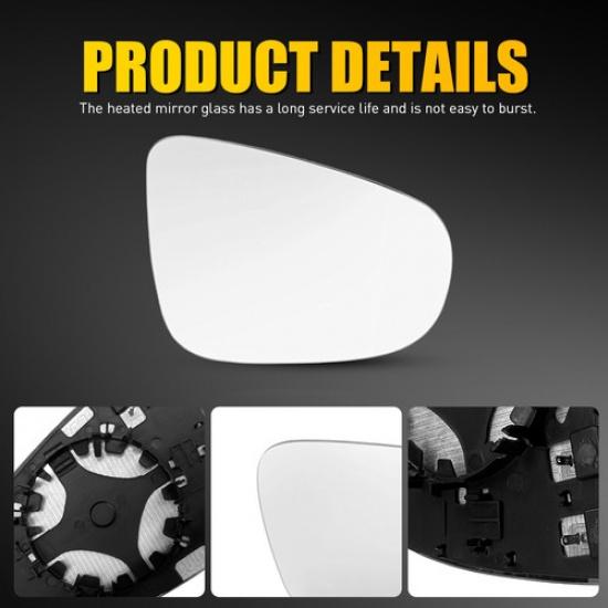 Front Right Heated Mirror Glass Set Passenger Side For Volkswagen Golf 2010-2014