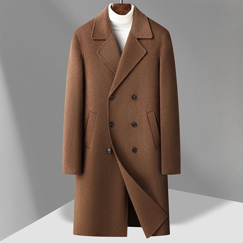 100% шерстяное пальто длинное двубортное утолщенное гусиный пух съемная подкладка двухстороннее шерстяное пальто тренчкот мужское пальто