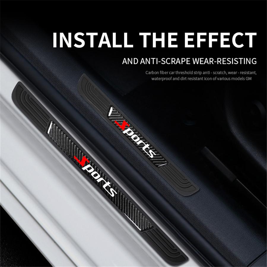 4 шт. Накладки на пороги дверей спортивного автомобиля, накладка из углеродного волокна, резиновая накладка, защита от царапин