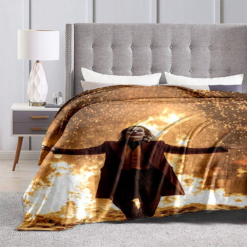 1pc Money Fire Joker Chaos Cartoon Blanket,Portable Throw for Travel & Camping, All Season Cozy Blanket,Ideal Gift