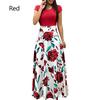 Women Short Sleeve Vintage Floral Dress Skirt Party Long Beach Clothes Maxi Crew Neck S-3XL