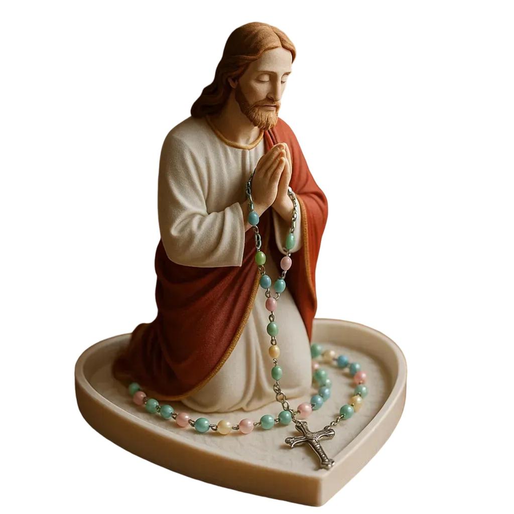 Mary Rosary Holder, Sacred Catholic Sculpture Religious Blessed Statue, Elegant Our Lady Resin Jewelry Box For Necklace Rings, Gift For Wome