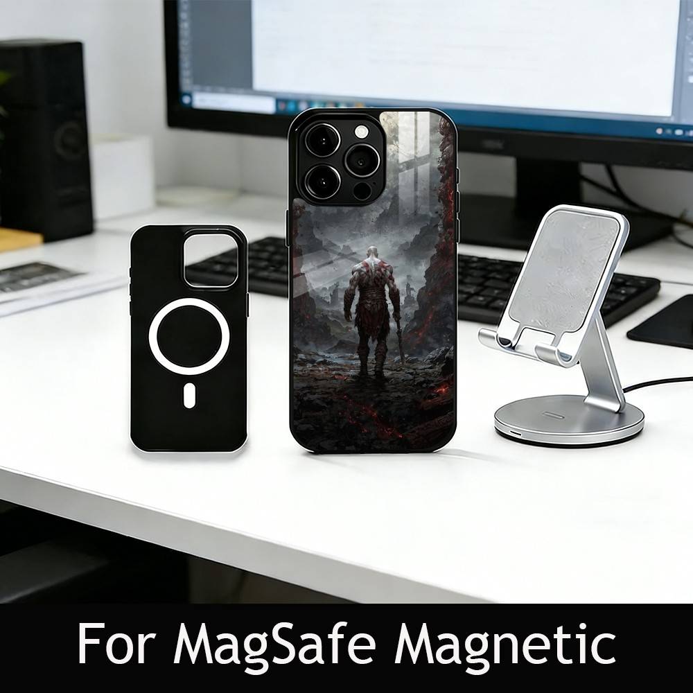 G-Gladiator W-War K-Kratos Чехол для телефона iPhone 17, 16, 15, 14, 13, 12, 11 Plus, Pro Магнитный с Magsafe Беспроводной зарядкой