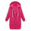 Winter Windproof Women's Casual Zip Up Hooded Jacket Long Tunic Sweatshirt With Pockets Drawstring Outerwear