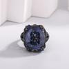 Jewelry Copper Bottom Gold-Plated Simulation Color Treasure Corundum Black Gold Personalized Ring Female 14 * 16