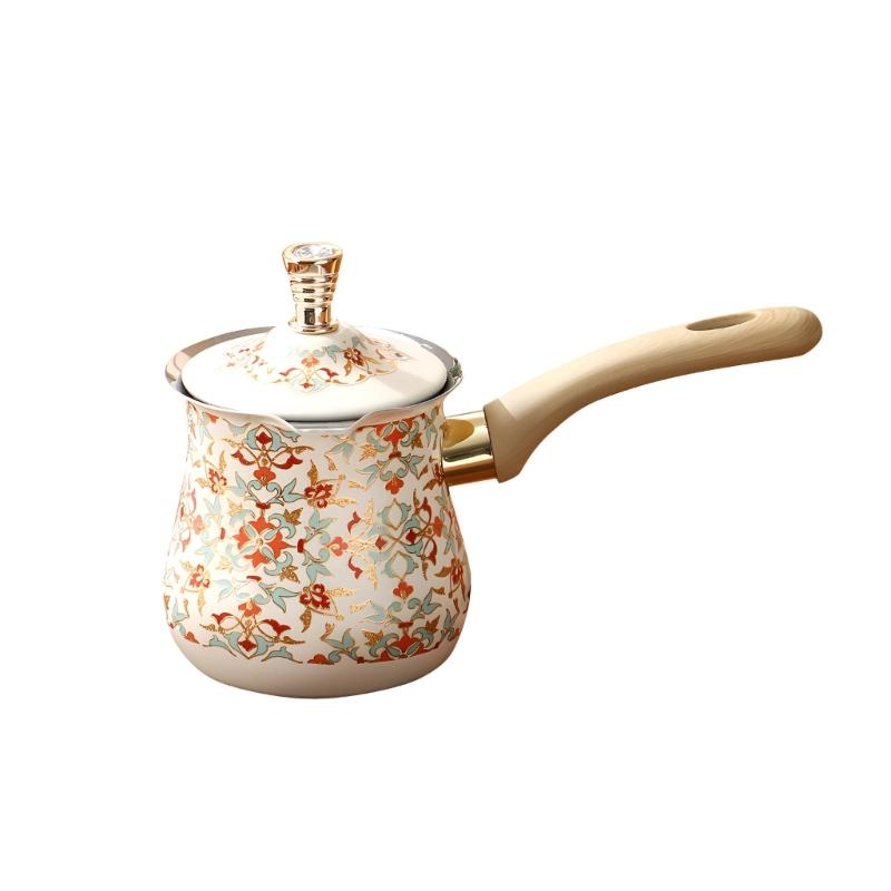 Steel Turkish Coffee Pot With Heat Resistant Wooden Handle For Brewing Coffee And Heating Milk Chocolate Butter Soup