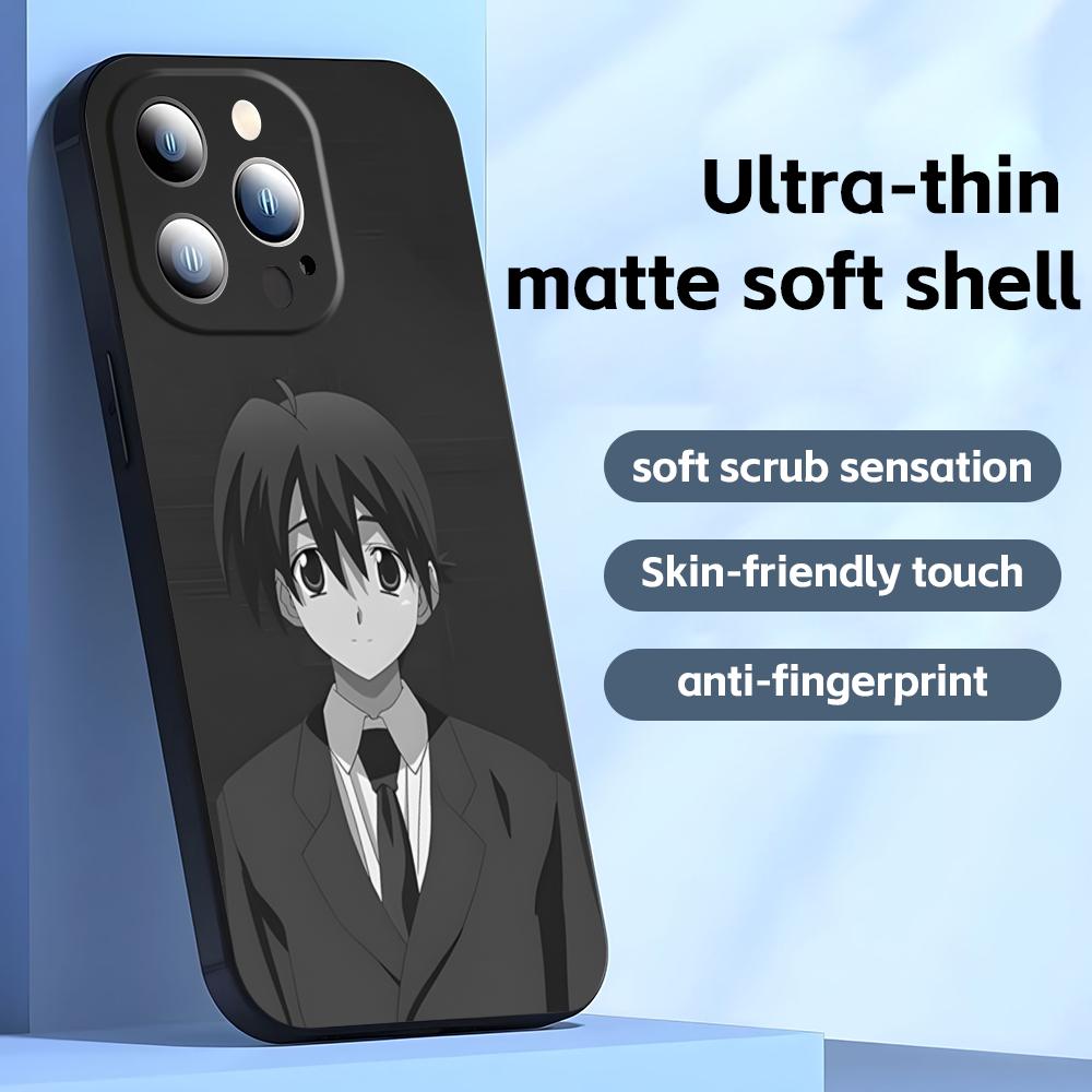 Classic anime School Days Phone Case For iPhone 16 16e 15 14 13 12 11 Plus Mini Pro Max Soft black Shockproof Cover
