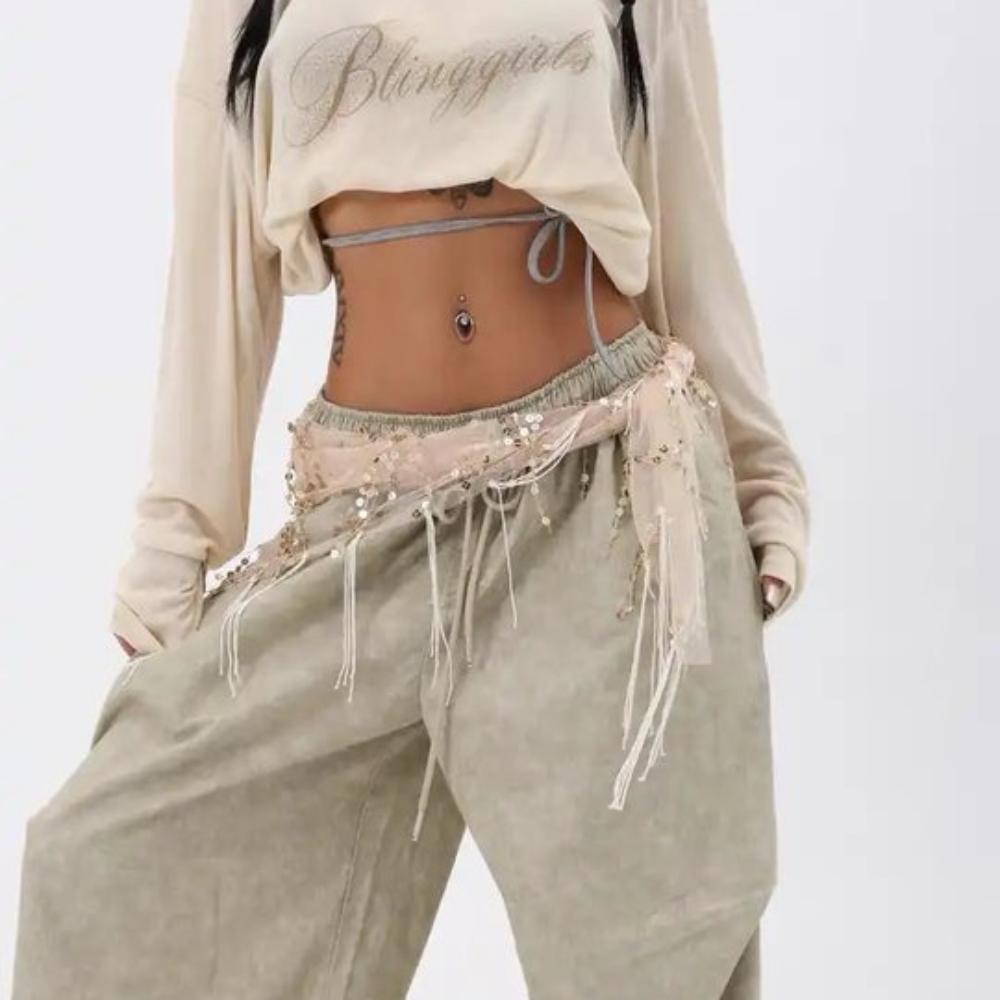 Jeans Decor Tassels Belt Hip-hop Sequin Waistband Jazz Dance Hip Scarf  Waist Accessories