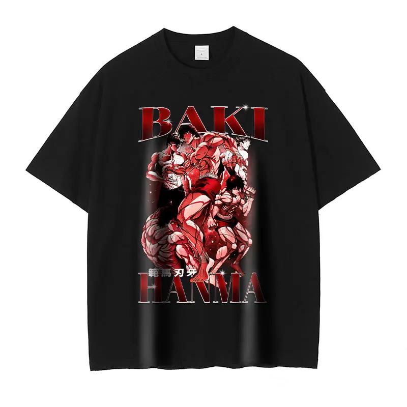 Hanma Yujiro Tshirt Harajuku Vintage Washed Anime T Shirt Streetwear BBaki Unisexga Ogre Oversized Tshirt Harajuku Retro Tops Tees