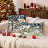 Рождественская наволочка «Снежная деревня»: 2D Плоская печать для праздничного очарования! Чехол на подушку дивана, Новогоднее украшение для дома