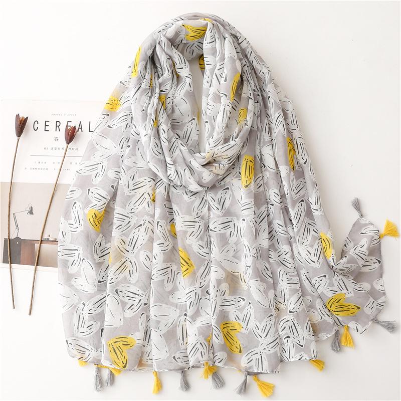 2023 Spring/Summer Sweet Style Cartoon Cherry Cotton Linen Scarf for Women