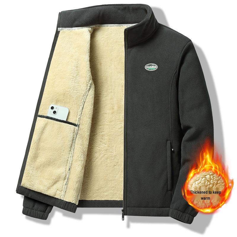 Plus Size Couple's Double-Sided Fleece Jacket: Men's Lamb Fleece Cardigan for Autumn & Winter
