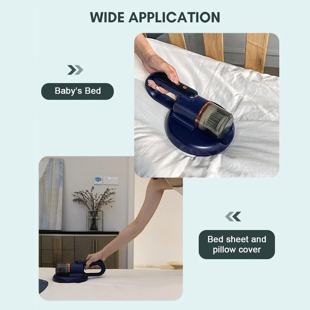 Новый портативный беспроводной пылесос 5000PA Мощный пылесос для матрасов с HEPA-фильтрацией Пылесос для удаления УФ-клещей