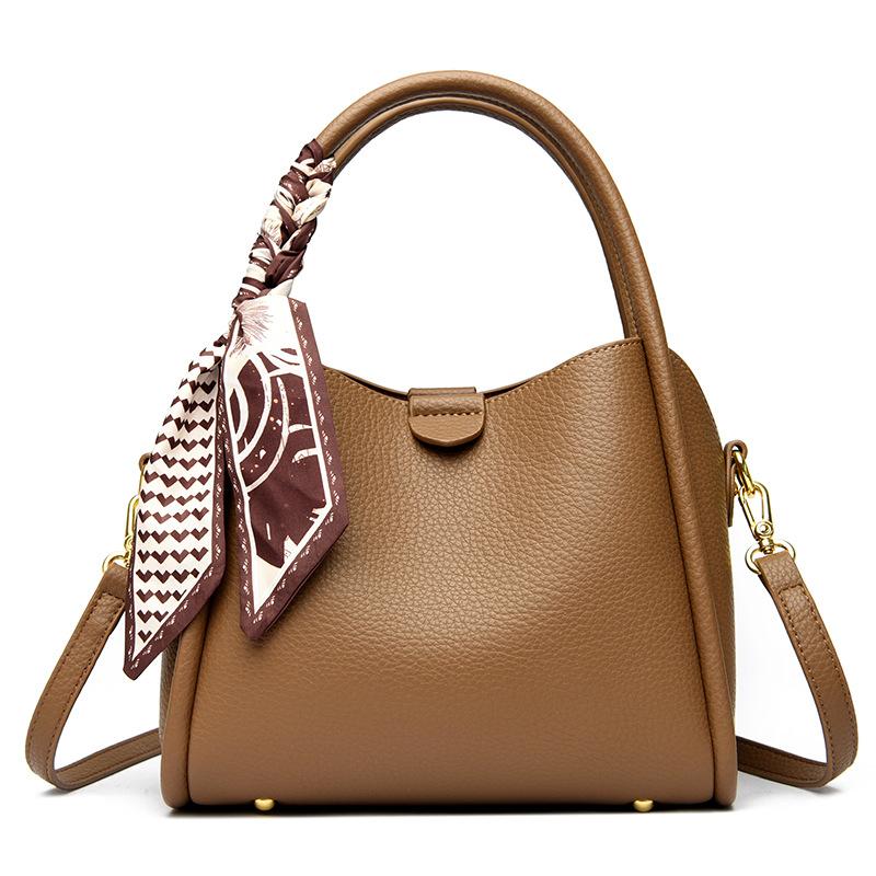 Женская сумка, сумка-ведро, новая городская простота и мода, узор личи, шелковый шарф, портативная наплечная сумка-мессенджер.