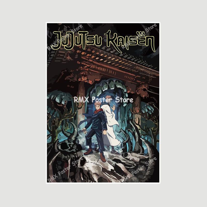 Белые бумажные постеры Jujutsu Kaisen, японские классические аниме-принты, украшение для дома, настенные наклейки, декор для гостиной, бара
