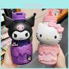 Детская термобутылка Sanrio Kuromi из нержавеющей стали 316 с трубочкой для школьников