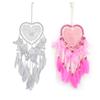 Love Heart Dream Catcher Pendant Feather Car Decor Pendant LED Light Handmade Art Crafts Romantic Beautiful for Girlfriend Gift