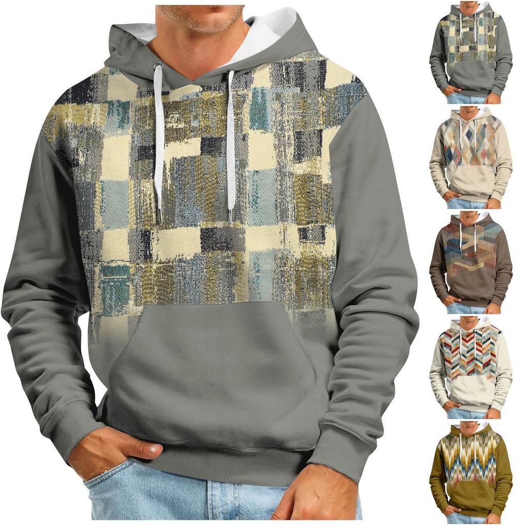 Модный свободный мужской и женский свитер с капюшоном с длинным рукавом и принтом