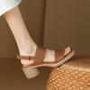 2024 Новые лаконичные женские босоножки на платформе, летняя мода, повседневные, для офиса, женские туфли из натуральной кожи на толстом каблуке, женские туфли-лодочки