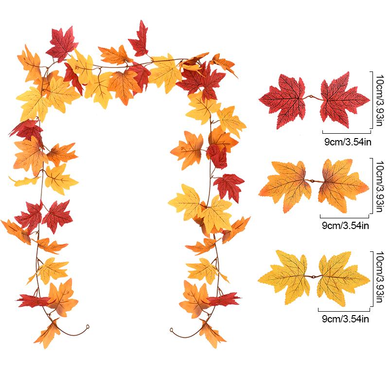 2M Искусственный шелковый кленовый лист гирлянда осенние листья осенняя ротанговая подвесная лоза для Дня благодарения Хэллоуин Рождество украшения для дома