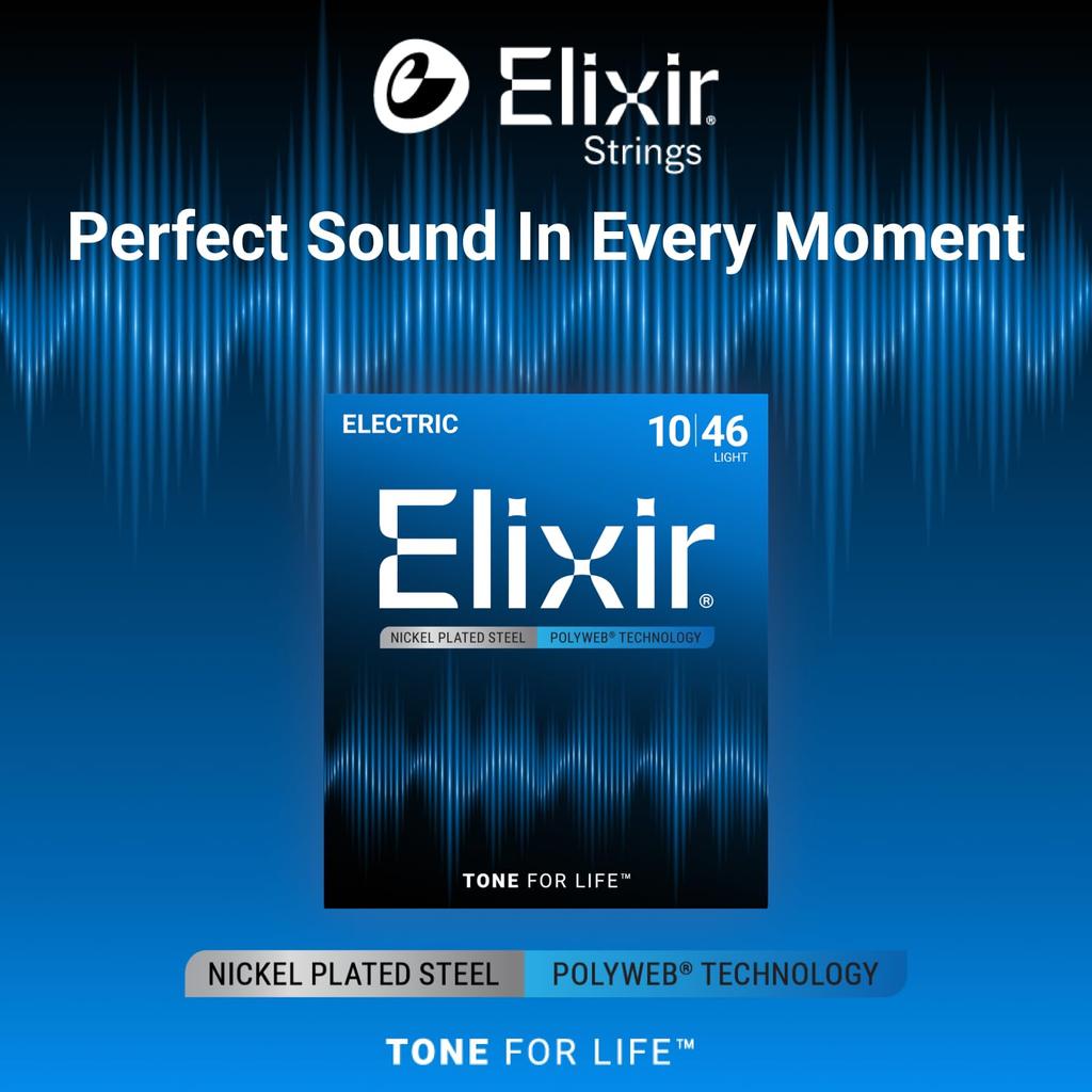 ELIXIR Elixir Electric Guitar POLYWEB Strings, Light, .010-.046, #12050