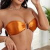 2 шт./компл. женский комплект бикини с открытыми плечами без бретелек атласный эластичный быстросохнущий мягкий беспроводной горячий купальный костюм женский купальник купальник