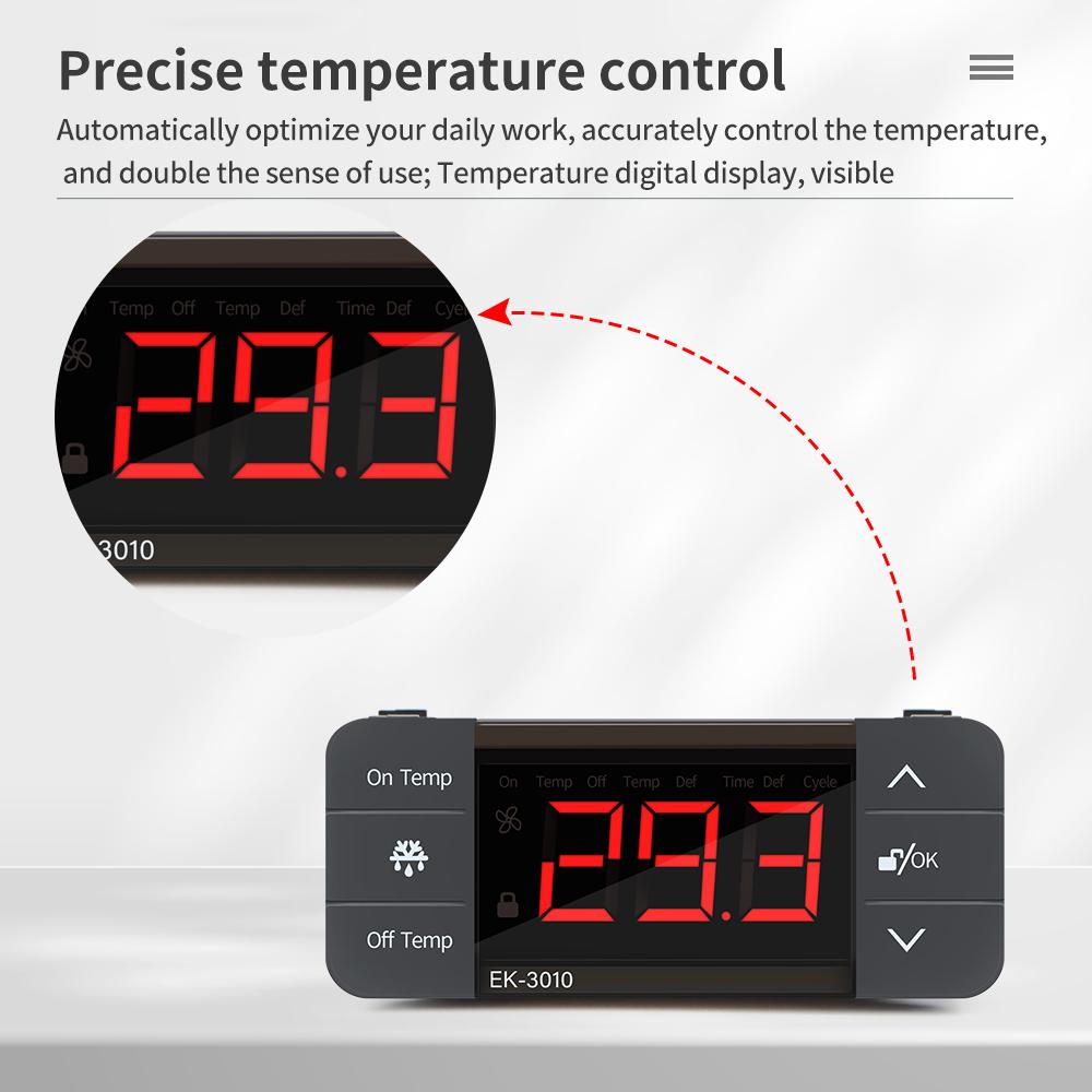 EK-3010/EK-3020/EK-3030 Светодиодный цифровой термостат Регулятор температуры Терморегулятор Сигнализация размораживания системы охлаждения