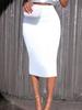 High Waist Skirts White Office Lady Summer Midi Length Casual Pencil  Skirt for Woman Package Hip Jupes Plus Size