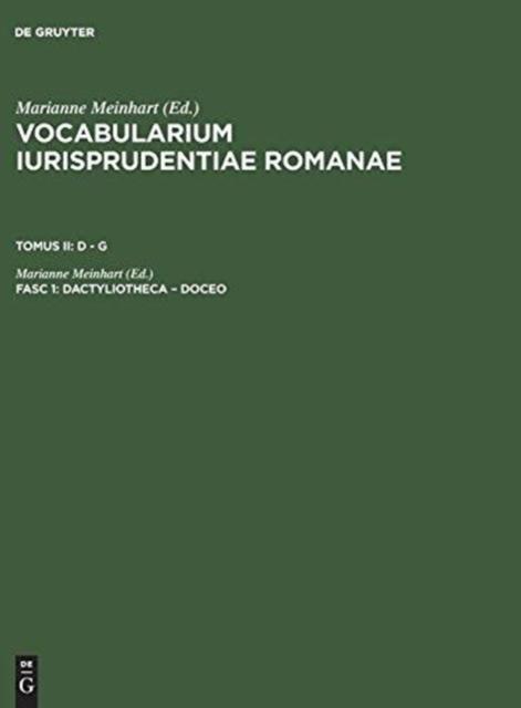 The Vocabularium Iurisprudentiae Romanae, Fasc 1, Dactyliotheca - Doceo Book