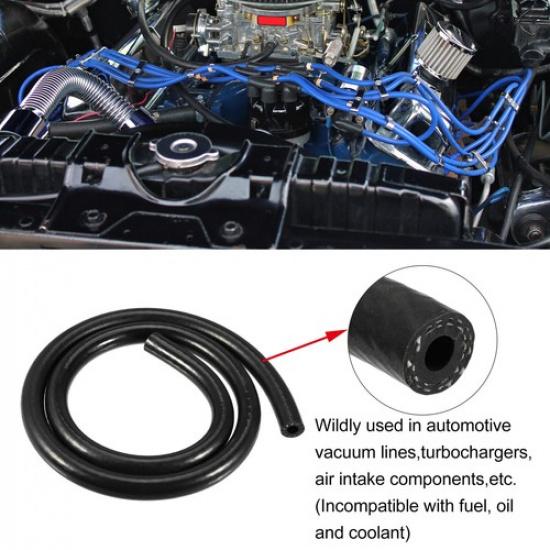 Universal Car Silicone Vacuum Tubing Hose Line Black ID 8mm 3.28ft Pack of 1