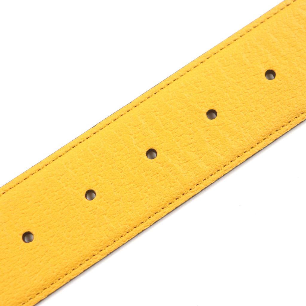 Excellent GUCCI belt G logo buckle leather Yellow blue leather mens 709954 Used
