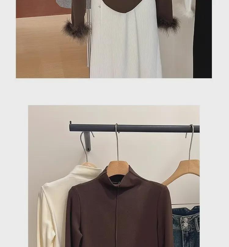 Женская приталенная рубашка с длинным рукавом из меха с начесом на осень/зиму