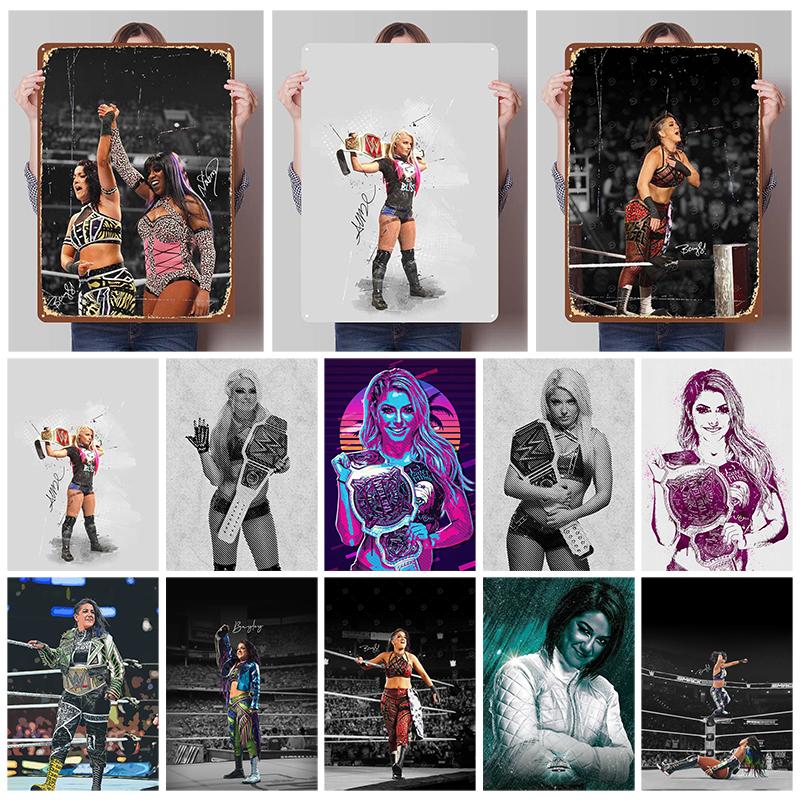 Bayley Alexa Bliss Metal Signs Wrestler Posters Room Decor Items Aesthetic Decoration Living Room Vintage Metal Plate Wall Art