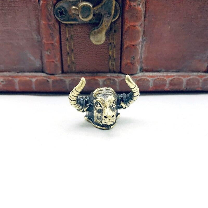 Латунный бычий рог, самурайский нож, бусины, кулон, EDC, уличный зонтик, веревка, брелок, ремешок, подвесные медные статуэтки, ювелирные изделия, DIY детали из паракорда