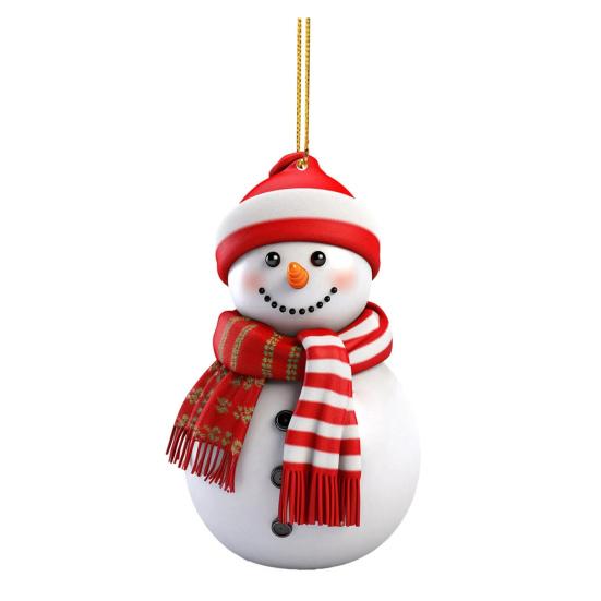 Рождественский снеговик, украшение, плоский акриловый подвесной декор, мультяшный снеговик, праздничная подвеска для рождественской елки, автомобильная дверь