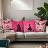 4Pcs Halloween Throw Pillow Covers - Spooky Bat, Witch, Ghost & Skull Print Design, 17.7X17.7 Inch Square, Zipper Closure, Machi