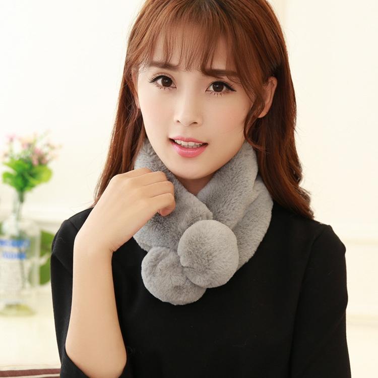 Fashion Winter Scarf Beaver Rabbit Wool Scarf Women Warm Fur Collar Scarves