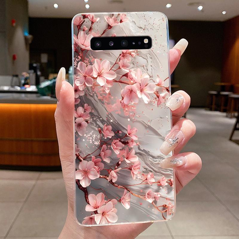 Phone Case For Samsung Galaxy S10 5G Capa Coque Butterfly Bow Protective Casing Transparent Soft Silicone TPU Cover Fundas