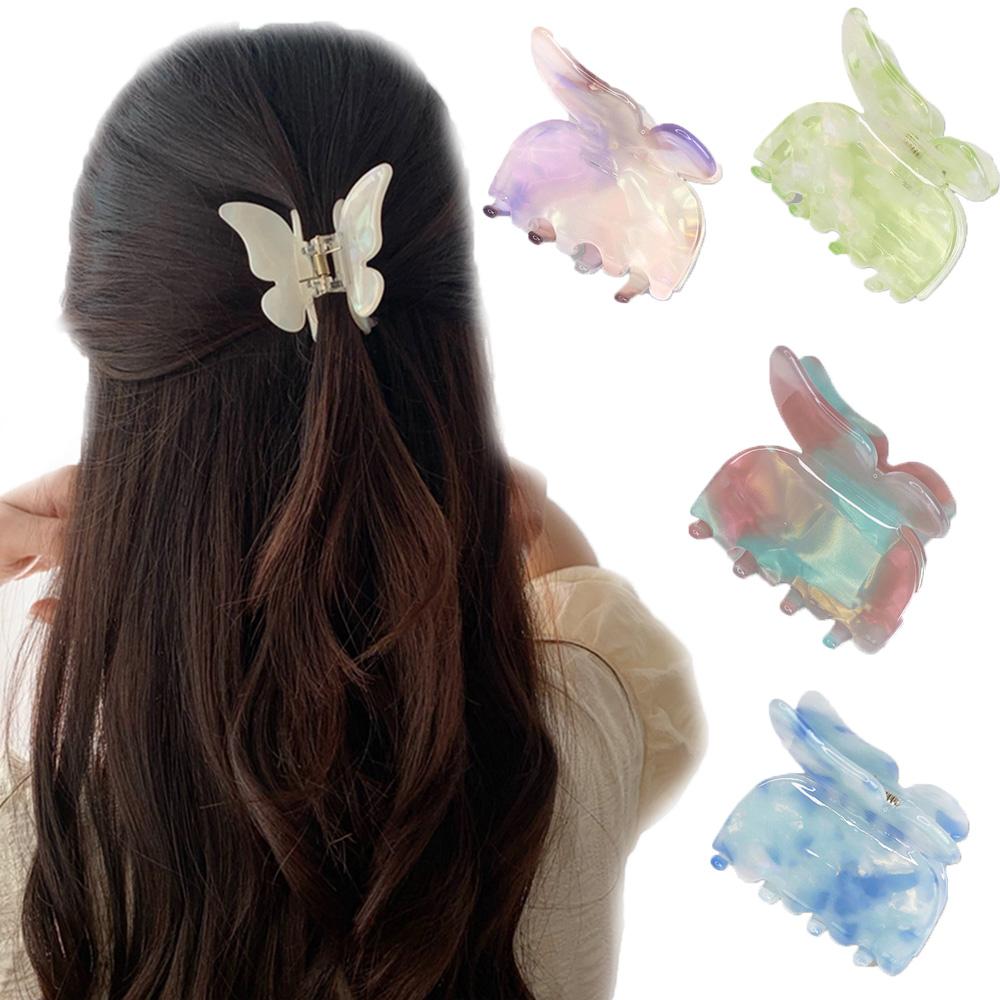 Korean Girls Acetic Acid Candy Colors Butterfly Hair Claw Headwear Crab Clips Butterfly Hair Clips
